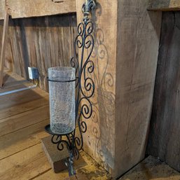 Ornate Black Metal Wall Candle Sconce Decoration (Barn)