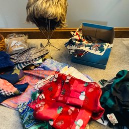 Mixed Lot Of Mostly Scarves, Caps & 1 Wig (Bedroom 1st Floor On Right)