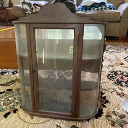 Vintage Wood & Glass Wall Hanging Display Cabinet (DR)