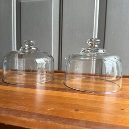 Pair Of Heavy Glass Cake Dome Covers