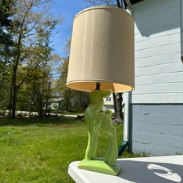 Vintage MCM Lime Green Deer Ceramic Lamp With Shade (Garage 2)