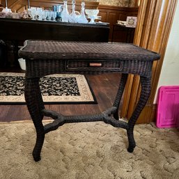 Vintage Wicker Table With Drawer (hallway)