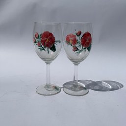 Pair Of Handpainted Wine Glasses (LH)