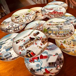 12 World Book Annual Christmas Plates, Minor Chips Noted