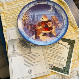 'Checking It Twice' Santa's On His Way Collectors Plate With Certificate