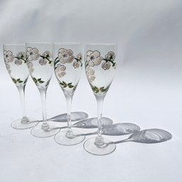 Set Of 4 Vintage Perrier Jouet Handpainted Champagne Glasses (LH)