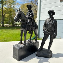 Pair Of Vintage Black Resin Cowboy Sculptures (Garage 2)