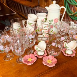 Franciscan Desert Rose Glass & Ceramic Glasses, Cups & More - Minor Chips Noted