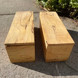 Pair Of Handmade Vintage Wooden Boxes With Lids (Garage Left)