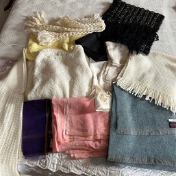Vintage Lot Including Silk & Wool Scarves, Knit Sweater, And More (Master Bedroom)