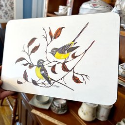 Vintage Rectangular Bird Trivet, Felted Tray (DR)