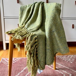 Vintage DIANE JACKSON COLE Handwoven Green Throw