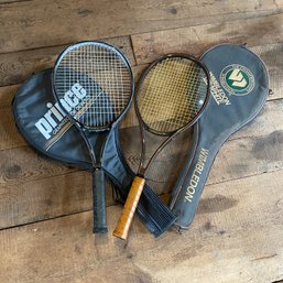 Pair Of Tennis Rackets - Wimbleton Graphite Size 88 & Prince W/ Cases (Barn)
