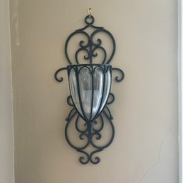 Black Metal Decorative Sconce, Glass Candle Holding Insert (dining Room)