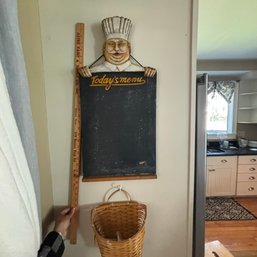 Wall Hanging Chalkboard Chefs Menu And Hanging Basket ( Dining Room)