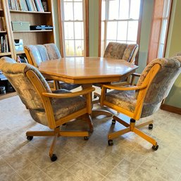 Vintage Octagon Table With 4 Whitaker Furniture Rolling Chairs (kitchen)