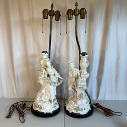 Pair Of Porcelain Victorian Style Lamps
