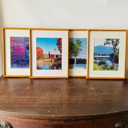 Set Of Four Wood Framed Signed Stevens Landscape Prints (Loc: B5)