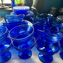 Wow! Huge Lot Of Vintage HAZEL ATLAS Cobalt Blue Dishes And Cups (kitchen)