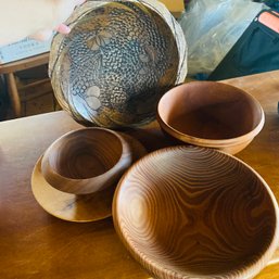 Assortment Of Nice Wooden Bowls & Dishes (Attic)