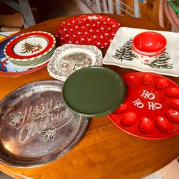 Collection Of Holiday Themed Develed Egg Holder, Dishes, Bowls & Trays (garage)