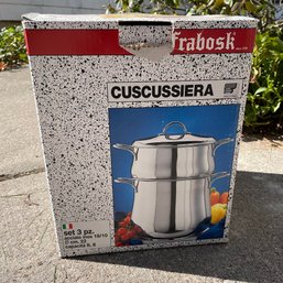 Frabosk Cuscussiera Italian Stainless Steel Three-Piece Pot And Steamer In Original Box (Living Room)