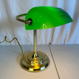 Vintage Green Glass Banker's Lamp
