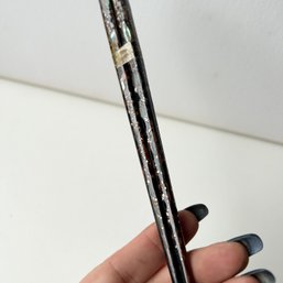 Gorgeous Vintage Black Lacquer Mother Of Pearl Inlay Chopsticks, Unused (MB)