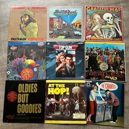 Vintage Record Lot Including Grateful Dead & The Beatles, Plus Top Gun Laser Disc (KH)