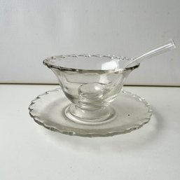 Vintage FOSTORIA Mayonnaisse Bowl With Underplate & Spoon (MB)