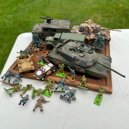 Assorted Vintage Military Tanks, Trucks, Army Men, & More (Bsmt Fridge)