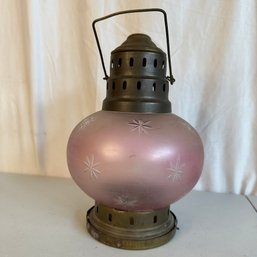 Vintage Pink Glass Candle Lantern Made In India