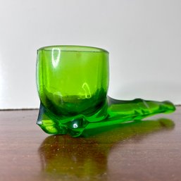 Vintage Green Glass Decorative 'pipe' (b2)