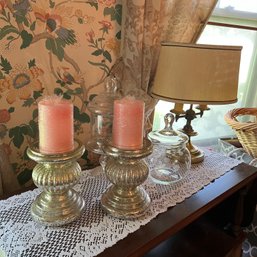 Glass Jars, Brass Lamp And Candle Holders (DR)