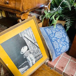 Framed Print, Throw Pillow, Faux Greenery And Basket (LR)