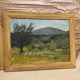 Vintage Acrylic Landscape Painting With Wood Frame Signed H.Wood (zone 4)