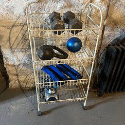 Metal Rack With Weights And Iron (basement)