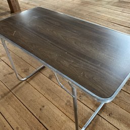 Vintage 4' Wide Faux Wood & Aluminum Folding Table (Barn)