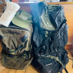 Wow! Kelty Pangea Wheeled Duffel Bag, Teton Sports Backpack, Hiking Cloths, & Hat (Attic)