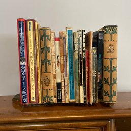 Vintage Brass & Wooden Bookholder With Books (Unnumbered)(bed1)