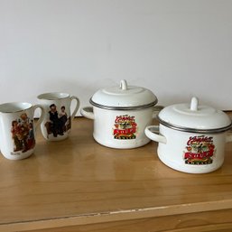 Campbell's Soup Metal Crocks And Norman Rockwell Mugs (ST)