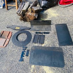 Various Metal Pieces For A Wood Stove, Seasoned Wood & Metal Stand (Garage)