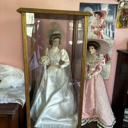 Vintage Bride And Brides Maid Porcelain Dolls And Matching Poster (Doll BR)