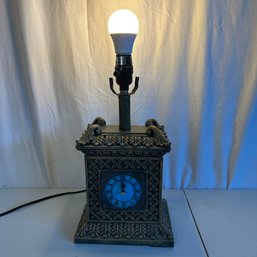 Vintage Stained Glass Clock Lamp Base