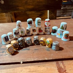 Nice Collection Of Ceramic & Metal Thimbles (garage)