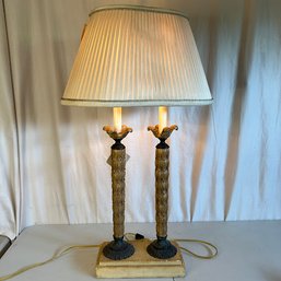 Double Lamp With Stone Base And Thomasville Furniture Tag