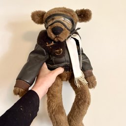 Vintage Stuffed Bear Dressed As Aviator (56111) (bed1)