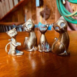 Adorable Metal Cat Family Figurines, Patina Noted (garage)