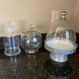 Glass Jars And Metal Tray With Cloche (kitchen)