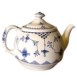 Vintage Blue And White Furnivals Denmark Teapot (Kitchen)